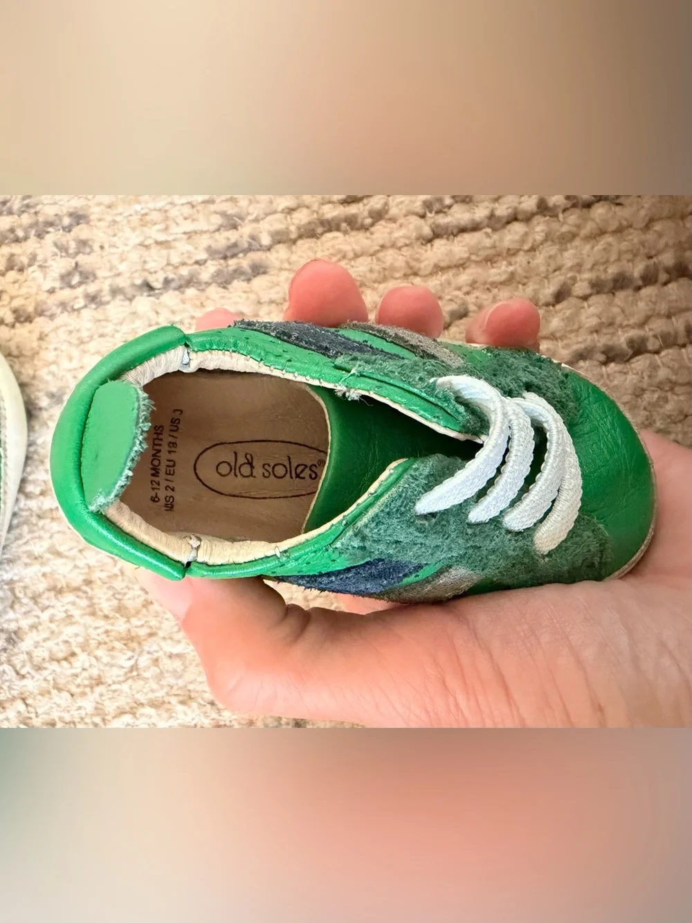 Old Soles Green Leather First Walker Sneakers | EU 18 / US 3 | 6–12 Months